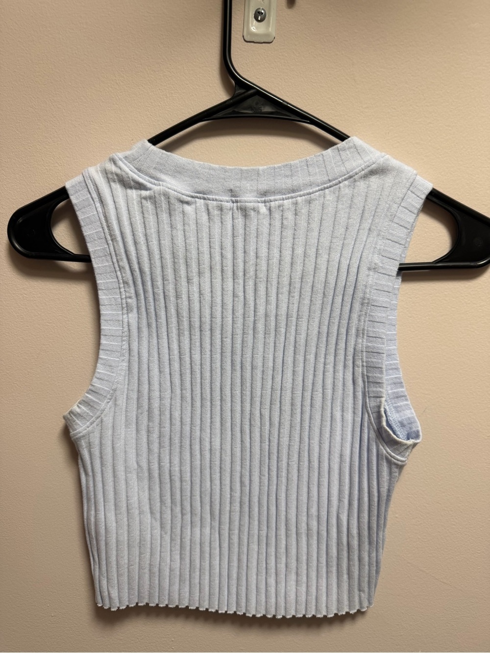 aerie Pale Blue Ribbed Crop Tank - Picture 2 of 6